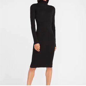 EXPRESS Ribbed Turtleneck Midi Knit Dress XS
